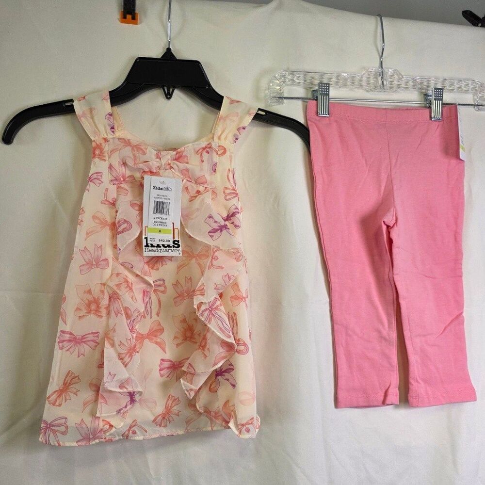Kids Headquarters Girls 4 Floral Ruffle Tunic Tank Top 2-Piece Set
